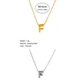 Collar con letra inicial F de acero inoxidable chapado en oro de 18K para mujer - F / Color acero