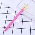 Elegante bolígrafo de metal rosa con un gran diamante de cristal brillante en la parte superior - Rosa (18) / Punta de Bala de 1,0 mm