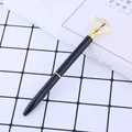 Elegante bolígrafo de metal negro con un gran diamante de cristal brillante en la parte superior - Negro (17) / Punta de Bala de 1,0 mm