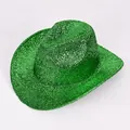 Classic sparkling green glitter cowboy hat for festive St. Patrick Day party events - Cowboy Hat Style / Green Shiny