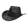 Vintage black faux leather jazz hat with distressed cracked texture and wide brim - Suede Texture Jazz Hat Style / Black