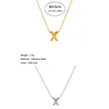 Collar minimalista de acero inoxidable con inicial X en acabado oro de 18K y plata, 45cm - Letra X / Color acero