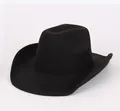 Classic black felt cowboy hat with a wide flat brim and vintage British jazz style - Straight Groove Style / Black