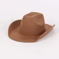 Classic brown felt cowboy hat with retro curved brim, stylish fedora for men and women - Straight Groove Style / Khaki