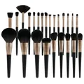 Professional 24-piece makeup brush set featuring gold ferrules and sleek black handles - Bare Brushes Style / 24 Pcs/Set / Matte Black