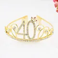 Elegante tiara del 40° compleanno in lega dorata con strass scintillanti per donne - Stile 40 Compleanno (40) / Oro