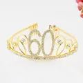 Élégant diadème de couronne dorée pour le 60e anniversaire avec strass brillants - Style 60ème Anniversaire (60) / Or
