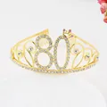 Tiara d'anniversaire élégant en alliage doré avec le numéro 80 en strass étincelants - Style 80ème Anniversaire (80) / Or