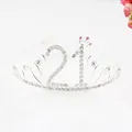 Tiara élégant en alliage argenté avec numéro 21 en strass pour fête d'anniversaire - Style 21ème Anniversaire (21) / Argent