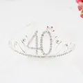 Diadème argenté pour 40e anniversaire avec strass clairs et détails roses - Style 40ème Anniversaire (40) / Argent
