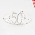Diadème argenté élégant pour 50e anniversaire avec strass étincelants pour fêtes de femmes - Style 50ème Anniversaire (50) / Argent