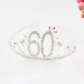 Élégant diadème en strass argenté avec le chiffre 60 pour les fêtes du 60e anniversaire - Style 60ème Anniversaire (60) / Argent