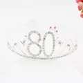 Tiara élégant argenté pour 80e anniversaire avec strass brillants pour fêtes de femmes - Style 80ème Anniversaire (80) / Argent