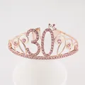 Élégant diadème d'anniversaire 30 ans en or rose avec des accents de strass roses - Style 30ème Anniversaire (30) / Or rose