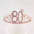 Diadème du 80e anniversaire en or rose avec strass roses pour célébrations élégantes femmes - Style 80ème Anniversaire (80) / Or rose