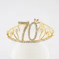 Élégant diadème en strass doré avec chiffre 70 pour fête de 70ème anniversaire et bal - Style 70ème Anniversaire (70) / Or