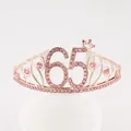 Élégant diadème du 65ème anniversaire en or rose avec strass roses et détail de couronne - Style 65ème Anniversaire (65) / Or rose