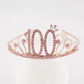 Élégant diadème d'anniversaire or rose avec strass roses et chiffre 100 pour femmes - Style 100ème Anniversaire (100) / Or rose