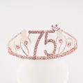 Élégante tiare du 75ème anniversaire en or rose avec des strass roses brillants - Style 75ème Anniversaire (75) / Or rose