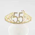 Diadème doré du 55ème anniversaire avec strass étincelants pour fêtes de femmes - Style 55ème Anniversaire (55) / Or