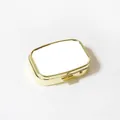 Boîte à pilules en métal doré portable avec dessus blanc pour bijoux - Interrupteur Simple / Carré Surface Lisse / 50mmx35mm / Or