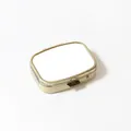 Boîte à pilules en métal bronze avec couvercle blanc pour marquage de logo personnalisé - Interrupteur Simple / Carré Motif Cuir / 50mmx35mm / Bronze