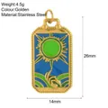 Vue détaillée du pendentif soleil tarot coloré avec dimensions 26x14mm - Motif Soleil Et Prairie (Style 1)