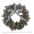 Artificial pomegranate fall wreath with black and white striped bow, 40cm diameter, 190g - Pomegranate Wreath / 40CM