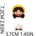Diagrama detallado del tamaño del parche bordado religioso de Jesús de 7,2cm - Estilo de Dibujos Animados de Jesús de Pie (C3RW-11-20)