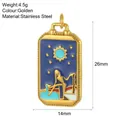 Detail view of a tarot pendant with dimensions, 26mm x 14mm, in golden stainless steel. - Figure Cloud Star Pattern (Style 6)
