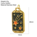 Close-up detail of The Star tarot card pendant in golden stainless steel with dimensions - The Star Pattern (Style 10)