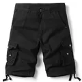 Klassische schwarze Cargo-Shorts für Herren mit praktischen Taschen und Kordelzug - 38 / Unterteile / Schwarz