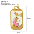 Detailed view of tarot style stainless steel pendant with pink enamel design and dimensions. - Line Figure Pattern (Style 11)