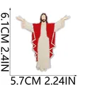 Vista detallada del parche bordado de Jesús con dimensiones de 6,1 cm x 5,7 cm - Estilo Jesús Mirando hacia Arriba (C3RW-088-02)