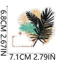 Parche bordado de hoja de palma con especificaciones de tamaño 7,1cm x 6,8cm - Estilo de Tres Hojas de Palma (C3RW-14-10)