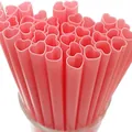 Pailles droites roses en forme de cœur en matériau PP de qualité alimentaire - Pièce Unique / Rose