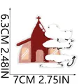 Parche bordado religioso diseño de iglesia para planchar, 7cm x 6,3cm para bolsos - Estilo Edificio de Iglesia Rojo Oscuro (C3RW-125-17)