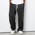 Pantaloni della tuta larghi da uomo in maglia a nido d'ape grigio antracite con lacci - Taglia S / Nero