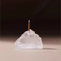 Porta incienso de cristal natural para meditación y decoración - Cristal de roca