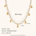 Details van de 18K vergulde roestvrijstalen ketting met strass en bolletjes hangers - Bal Tennis Kettingstijl (N3671) / Goud