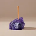 Natural raw purple amethyst crystal incense holder for meditation and aromatherapy - Uruguay Amethyst