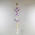 Atrapasol de amatista hecho a mano con piedras violetas y gotas de cristal transparente - Amatista