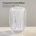 Transparent ribbed glass makeup brush holder with 8.8x12.5cm dimensions. - Thickened Ribbed Storage Bucket / Diameter 8.8cm Height 12.5cm / Clear