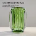 Emerald green ribbed glass makeup brush holder, decorative storage container, 8.8x12.5cm - Thickened Ribbed Storage Bucket / Diameter 8.8cm Height 12.5cm / Emerald Green