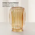 Nordic light luxury amber ribbed glass holder for makeup brushes and combs, crystal stripes - Thickened Ribbed Storage Bucket / Diameter 8.8cm Height 12.5cm / Amber Gold