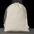 Premium dikke natuurlijke katoenen tas met trekkoord voor sieraden en geschenkverpakking - Trekkoordtas / 13x18cm / Natuurlijk