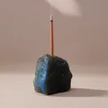 Natural blue labradorite raw stone incense stick holder for home meditation decor - Labradorite