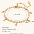 Elegante 18K vergulde roestvrijstalen tennisarmband met zirkoon en goudkleurige bolletjes - Bal Tennis Kettingstijl (B0752) / Goud
