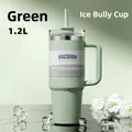 40oz roestvrijstalen vacuümgeïsoleerde beker met handvat en rietje in muntgroen - 1200ml Verpakking / Groen