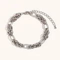 Minimalistische roestvrijstalen knoopkettingarmband in gepolijste zilveren afwerking - Knoop Kettingstijl (AK0040) / Zilver